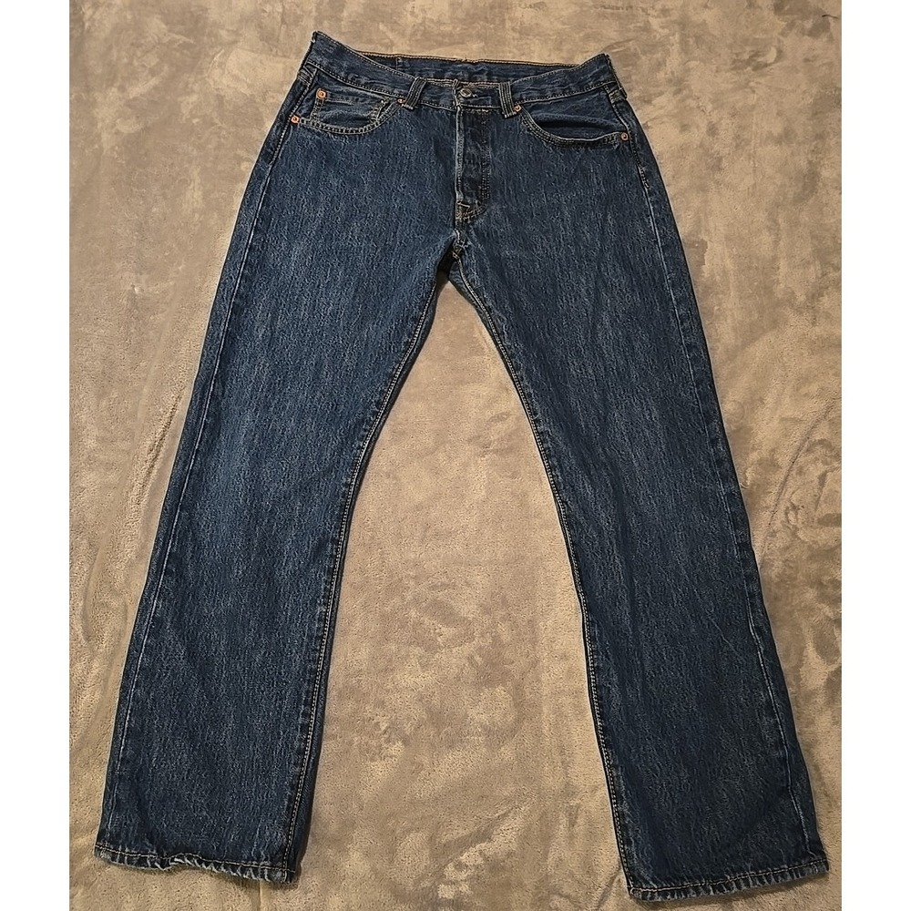 Levis 501 Button Fly Jeans Dark Blue 32x30 Y2K - Picture 6 of 11
